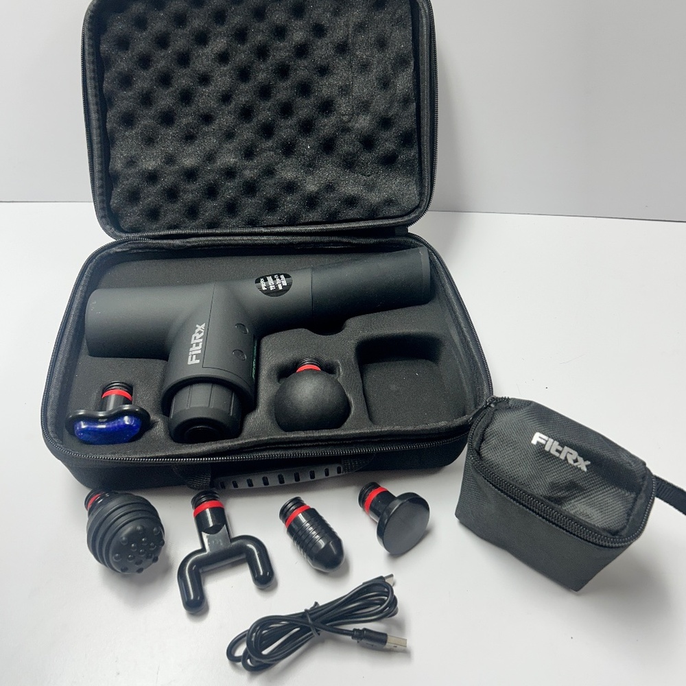 FITRx Massage Gun Muscle Rechargeable with 6 Attachments and Carrying Case